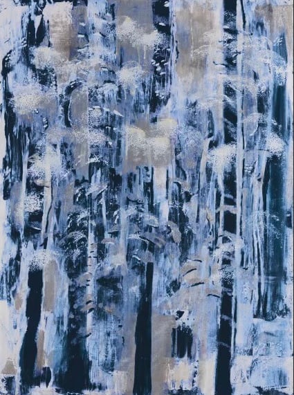 Evening Trees Midnight and Silver