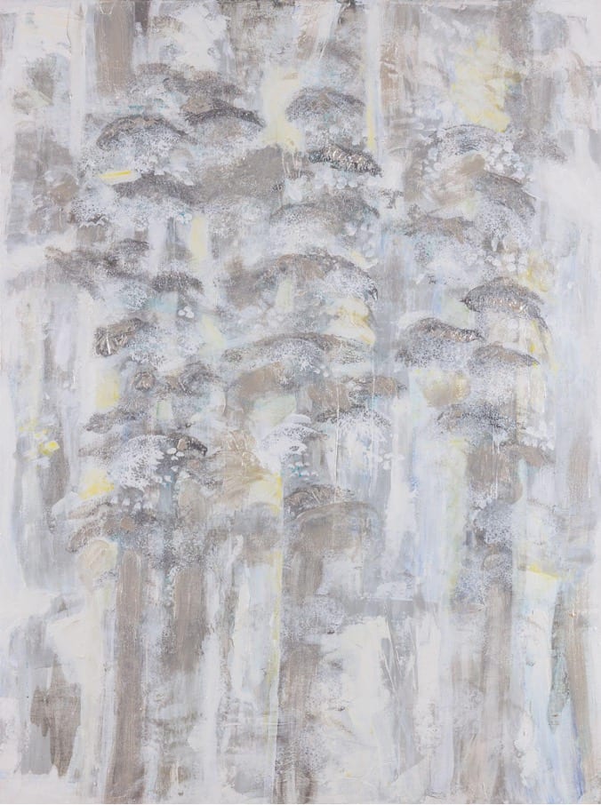 Evening Trees Silver and White
